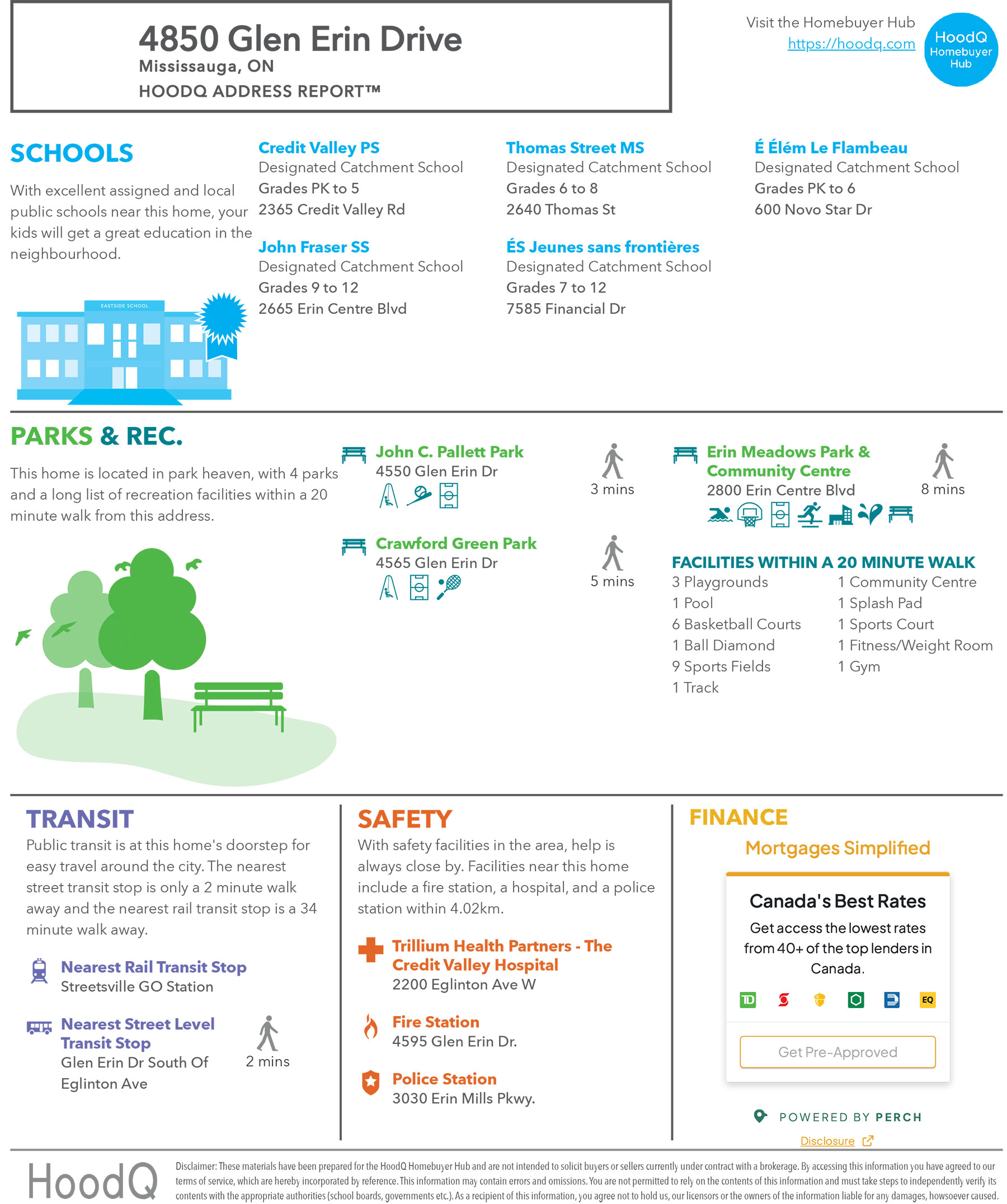 4850 Glen Erin Drive<br />
Mississauga, ON<br />
HoodQ Address Report™